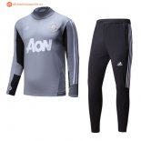 Survetement Manchester United 2017 2018 Gris Clair Noir Pas Cher