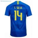 Maillot Brésil Exterieur T.Silva 2018 Bleu Pas Cher