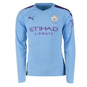 Maillot Manchester City Domicile ML 2019 2020 Azul Pas Cher