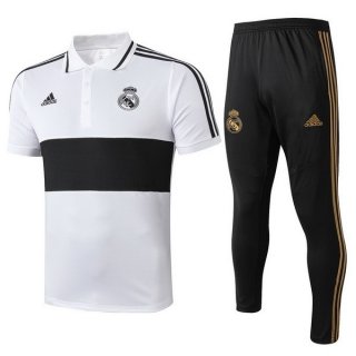 Polo Real Madrid Ensemble Complet 2019 2020 Blanc Noir Pas Cher