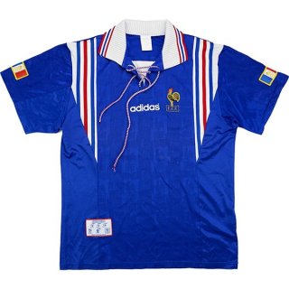 Thailande Maillot France Domicile Retro 1996 Bleu Pas Cher