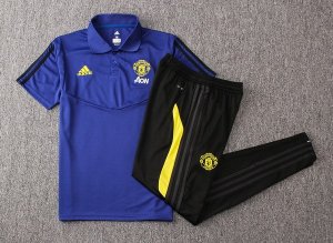 Polo Manchester United Ensemble Complet 2019 2020 Bleu Jaune Noir Pas Cher