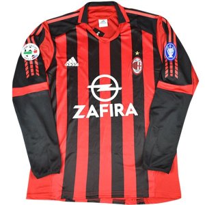 Maillot AC Milan Shevchenko Domicile ML NO.7 Retro 2005/06 Rouge Pas Cher