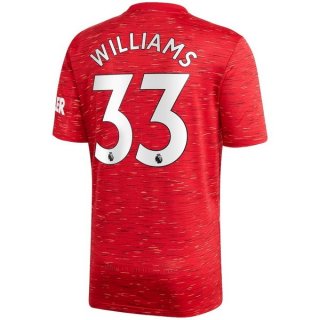 Maillot Manchester United NO.33 Williams Domicile 2020 2021 Rouge Pas Cher Maillot Manchester United NO.33 Williams Domicile 2020 2021 Rouge Pas Cher