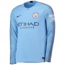 Maillot Manchester City Domicile ML 2018 2019 Bleu Pas Cher