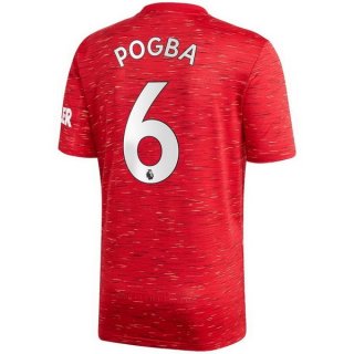 Maillot Manchester United NO.6 Pogba Domicile 2020 2021 Rouge Pas Cher