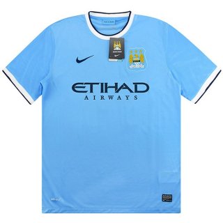 Maillot Manchester City Domicile Retro 2013 2014 Bleu Pas Cher