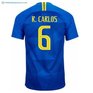 Maillot Brésil Exterieur R.Carlos 2018 Bleu Pas Cher