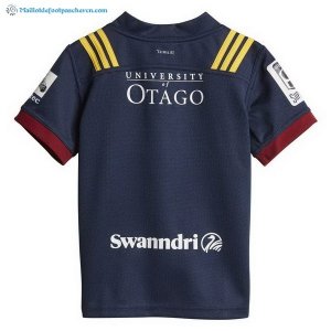 Maillot Rugby Highlanders Domicile Enfant 2018 Bleu Pas Cher