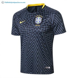 Maillot Entrainement Brésil Ensemble Complet 2018 Bleu Gris Pas Cher