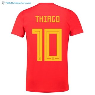 Maillot Espagne Domicile Thiago 2018 Rouge Pas Cher