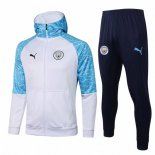 Sweat Shirt Capuche Manchester City 2021 2022 Bleu Blanc Pas Cher