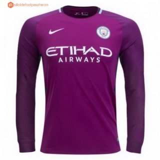 Maillot Manchester City Exterieur ML 2017 2018 Pas Cher