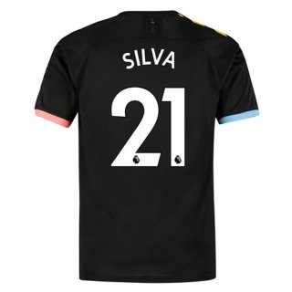 Maillot Manchester City NO.21 Silva Exterieur 2019 2020 Noir Pas Cher