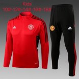 Enfant Survetement Training Manchester United 2023 Rouge Noir