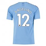 Maillot Manchester City NO.12 Angelino Domicile 2019 2020 Bleu Pas Cher
