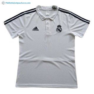 Polo Real Madrid 2017 2018 Blanc Noir Blanc Pas Cher