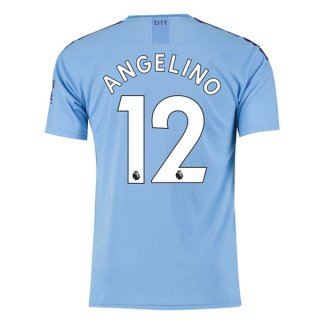 Maillot Manchester City NO.12 Angelino Domicile 2019 2020 Bleu Pas Cher Maillot Manchester City NO.12 Angelino Domicile 2019 2020 Bleu Pas Cher