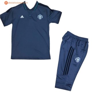 Polo Manchester United Ensemble Complet 2017 2018 Bleu Pas Cher Polo Manchester United Ensemble Complet 2017 2018 Bleu Pas Cher