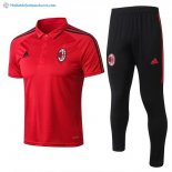 Polo AC Milan Ensemble Complet 2017 2018 Rouge Pas Cher