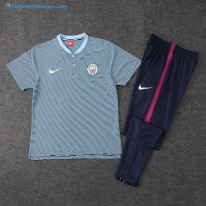 Polo Manchester City Ensemble Complet 2017 2018 Gris Clair Pas Cher