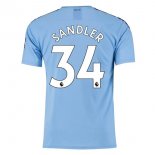 Maillot Manchester City NO.34 Sandler Domicile 2019 2020 Bleu Pas Cher