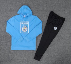 Survetement Manchester City 2019 2020 Bleu Clair Noir Pas Cher