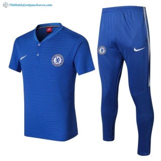 Polo Chelsea Ensemble Complet 2017 2018 Bleu Pas Cher Polo Chelsea Ensemble Complet 2017 2018 Bleu Pas Cher