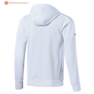 Sweat Shirt Capuche Real Madrid 2017 2018 Blanc Vert Pas Cher