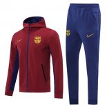 Sweat Shirt Capuche Barcelona 2020 2021 Bordeaux Bleu Pas Cher
