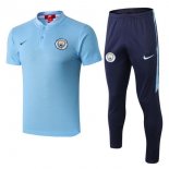 Polo Ensemble Complet Manchester City 2018 2019 Bleu Clair Pas Cher