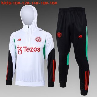 Enfant Sweat Shirt Capuche Manchester United 2024 Blanc 2 Enfant Sweat Shirt Capuche Manchester United 2024 Blanc 2