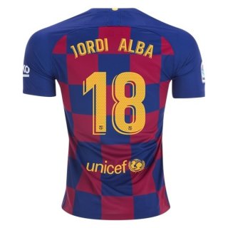 Maillot Barcelona NO.18 Jordi Alba Domicile 2019 2020 Bleu Rouge Pas Cher
