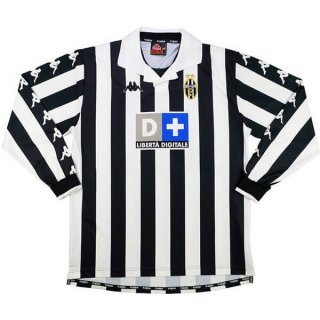 Maillot Juventus Domicile ML Retro 1999 2000 Noir Blanc Pas Cher