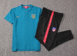 Polo Ensemble Complet Atlético de Madrid 2018 2019 Bleu Noir Pas Cher