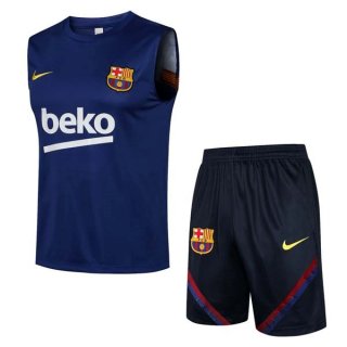 Maillot Barcelona Ensemble Complet Sans Manches 2022 Bleu Noir