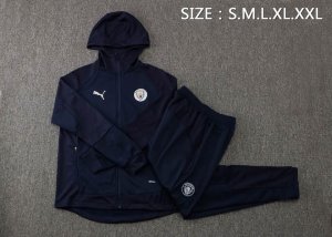 Sweat Shirt Capuche Ensemble Complet Manchester City 2022 2023 Bleu Oscuro