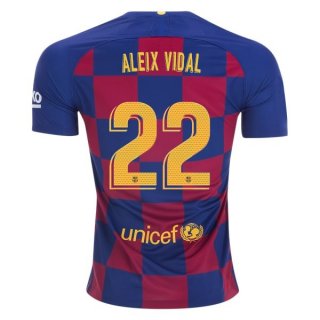 Maillot Barcelona NO.22 Aleix Vidal Domicile 2019 2020 Bleu Rouge Pas Cher