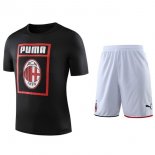 Entrainement Ensemble Complet AC Milan 2019 2020 Noir Blanc Pas Cher