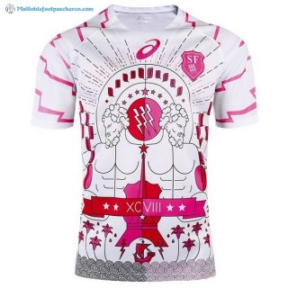 Maillot Rugby Stade Français Paris Exterieur 2017 2018 Blanc Pas Cher