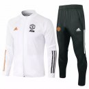 Survetement Manchester United 2020 2021 Blanc Noir Orange Pas Cher