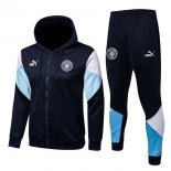 Sweat Shirt Capuche Manchester City 2022 Noir Bleu