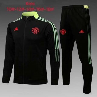 Enfant Survetement Manchester United 2022 Noir Vert Enfant Survetement Manchester United 2022 Noir Vert