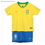 Maillot Brésil Domicile Enfant Ensemble 2018 Jaune Pas Cher