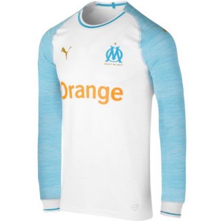 Maillot Marseille Domicile ML 2018 2019 Blanc Pas Cher