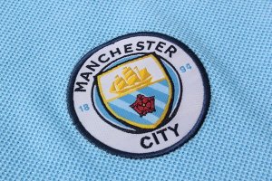 Polo Ensemble Complet Manchester City 2018 2019 Bleu Clair Pas Cher