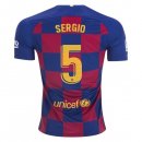 Maillot Barcelona NO.5 Sergio Domicile 2019 2020 Bleu Rouge Pas Cher