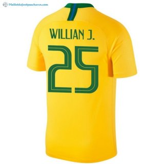 Maillot Brésil Domicile Willian J. 2018 Jaune Pas Cher