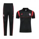 Polo Ensemble Complet Bayern Munich 2019 2020 Noir Rouge Pas Cher