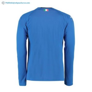 Maillot Italie Domicile Manga Larga 2018 Bleu Pas Cher